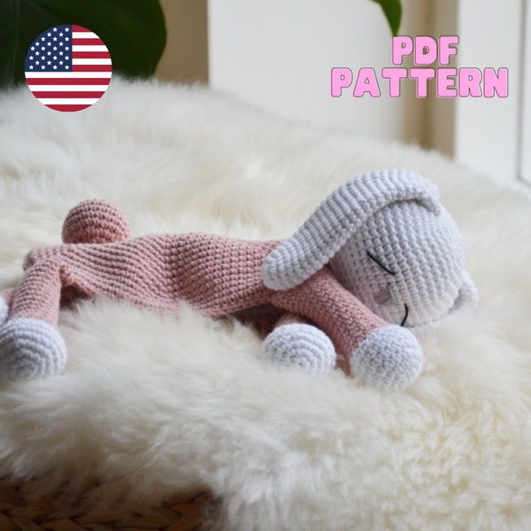 BUNNY Snuggler Plush Lovey | Rabbit Security Blanket Toy | Amigurumi Comforter Cuddle Toy | PDF Easy Crochet Pattern | Lovey toy patterns