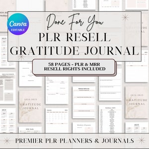 PLR Gratitude Journal con diritti di rivendita master, diritti di marchio privato, uso commerciale MRR e PLR, prodotti digitali, amore per se stessi, Vision Board