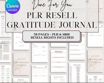 PLR Gratitude Journal with Master Resell Rights, Private Label Rights, MRR & PLR Commercial Use, Digital Products, Self Love, Vision Board