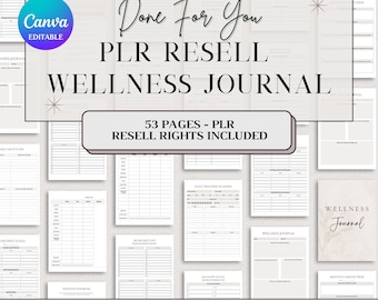 Revista de bienestar PLR Resell, producto digital PLR, revista de mindfulness, planificador de comidas, rastreador de actividad física, salud mental, autocuidado, revista GoodNotes