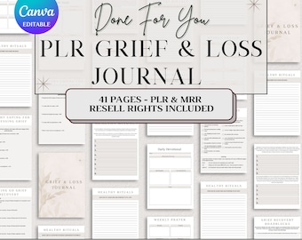 PLR Grief and Loss Journal, PLR Digital Products, recursos de terapia, recursos para padres, habilidades para afrontar la muerte, aprendizaje socioemocional
