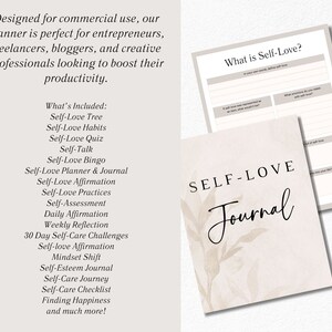 May include: A beige and white self-love journal with a floral design and the text "SELF-LOVE Journal". The journal includes prompts and activities to help you practice self-care and boost your self-esteem.