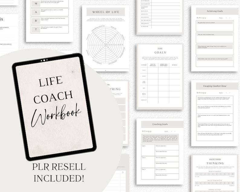 Life Coach Worksheet Bundle With PLR, Therapy Tools and Worksheets ...