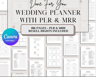 Canva Templates Hochzeitsplaner Bundle PLR und MRR, Master Reseller Rechte PLR digitales Produkt PLR Wiederverkauf neutraler minimalistischer Hochzeitsplaner