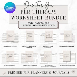 PLR Resell therapy worksheets mental health resources Editable Canva Templates Master Resell Rights Journals and Planners therapy worksheets