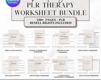 PLR Resell therapy worksheets mental health resources Editable Canva Templates Master Resell Rights Journals and Planners therapy worksheets