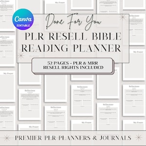PLR Digital Bible Reading and Prayer Journal,PLR Digital Products,Bible Study Guide Canva Journal Template for women,PLR Resell digital