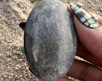 Silver Sheen Obsidian Palm Stone - Root Chakra