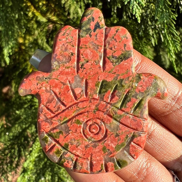Unakite Hamsa - Third Eye + Heart Chakra