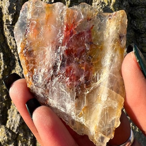 RARE Golden Healer Quartz + Fire Quartz Specimen - Brazil