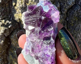 Vibrant Purple Cubic Fluorite Specimen - Third Eye Chakra