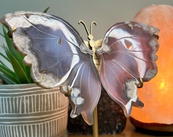 Gorgeous Blue Flower Agate Butterfly