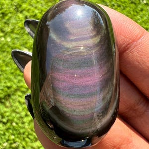 Rainbow Obsidian Palm Stone - Root Chakra