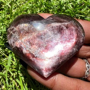 Flashy Gem Lepidolite Puffy Heart - Third Eye Chakra