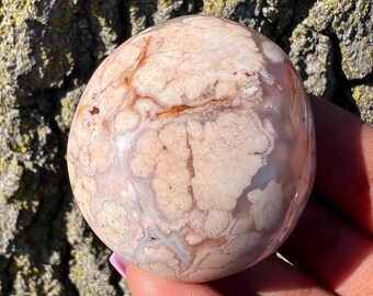Beautiful Pastel Flower Agate Palm Stone - Madagascar - Heart Chakra