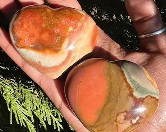 Polychrome Jasper Puffy Heart - Root + Sacral Chakra