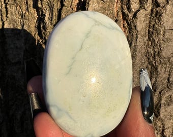 Owyhee Blue Opal Palm Stone - Throat Chakra