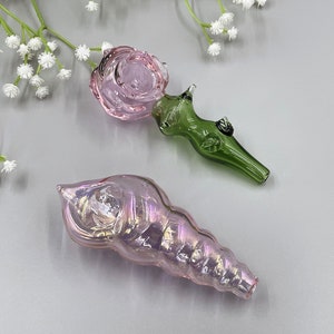 4 ‘’ Shell Pipes, Pink Transparent Glass Pipes, Handmade Pipes,  Glass Pipes,Smoking Pipes, Gifts, Cool Design Pipes