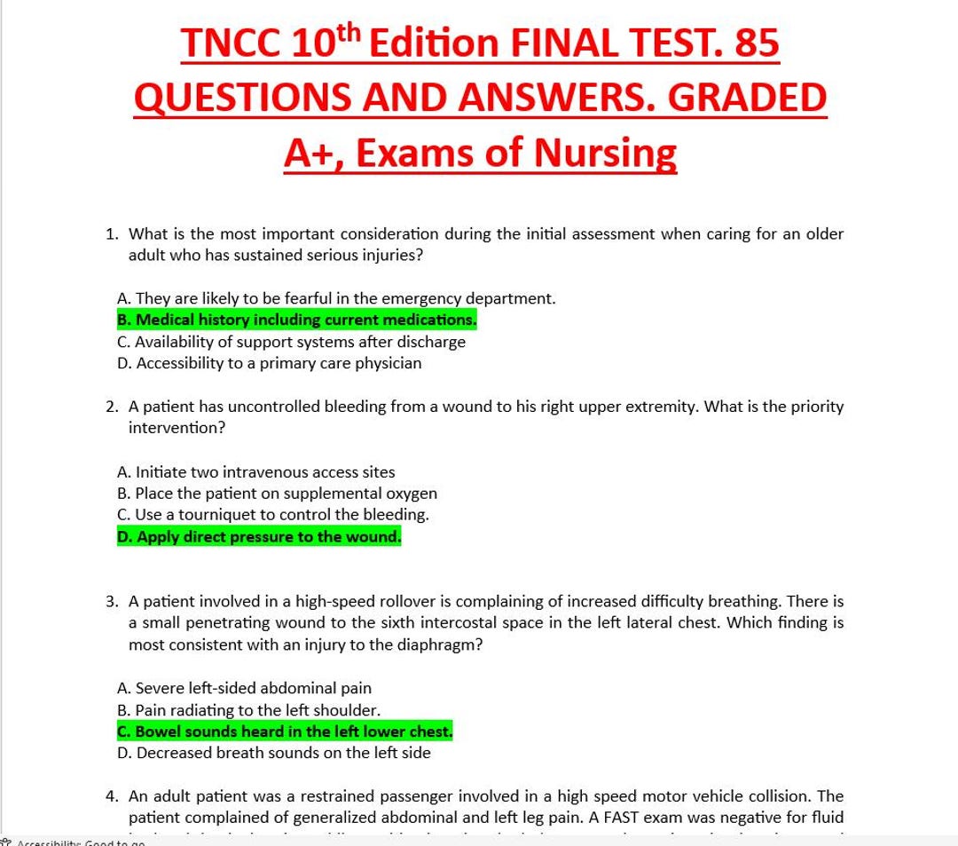 Examen TNCC 10.ª edición: 85 preguntas con respuestas correctas y ...