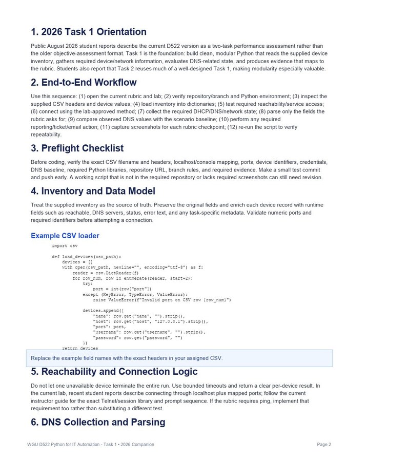 WGU D522 Task 1 Performance Assessment Guide | Python Network ...