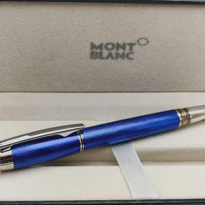Smooth Montblanc Starwalker Blue Body + Silver Clip Fountain Pen | Empty Ink