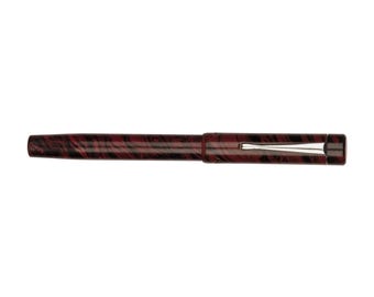 Handmade Click Century Full Ebonite Fountain Pen Maroon Black Medium Nib 3 in 1