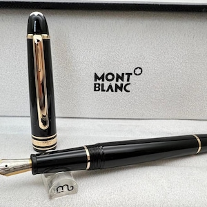 Excellent Montblanc Meisterstuck Classic Golden Trim Fountain Pen (Black) M Nib