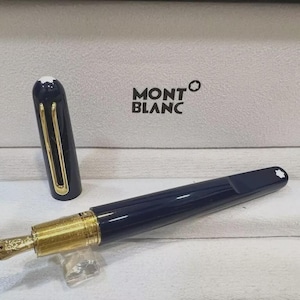 Casual Montblanc M Series Magnetic Cap Blue Body Fountain Pen Golden Trim