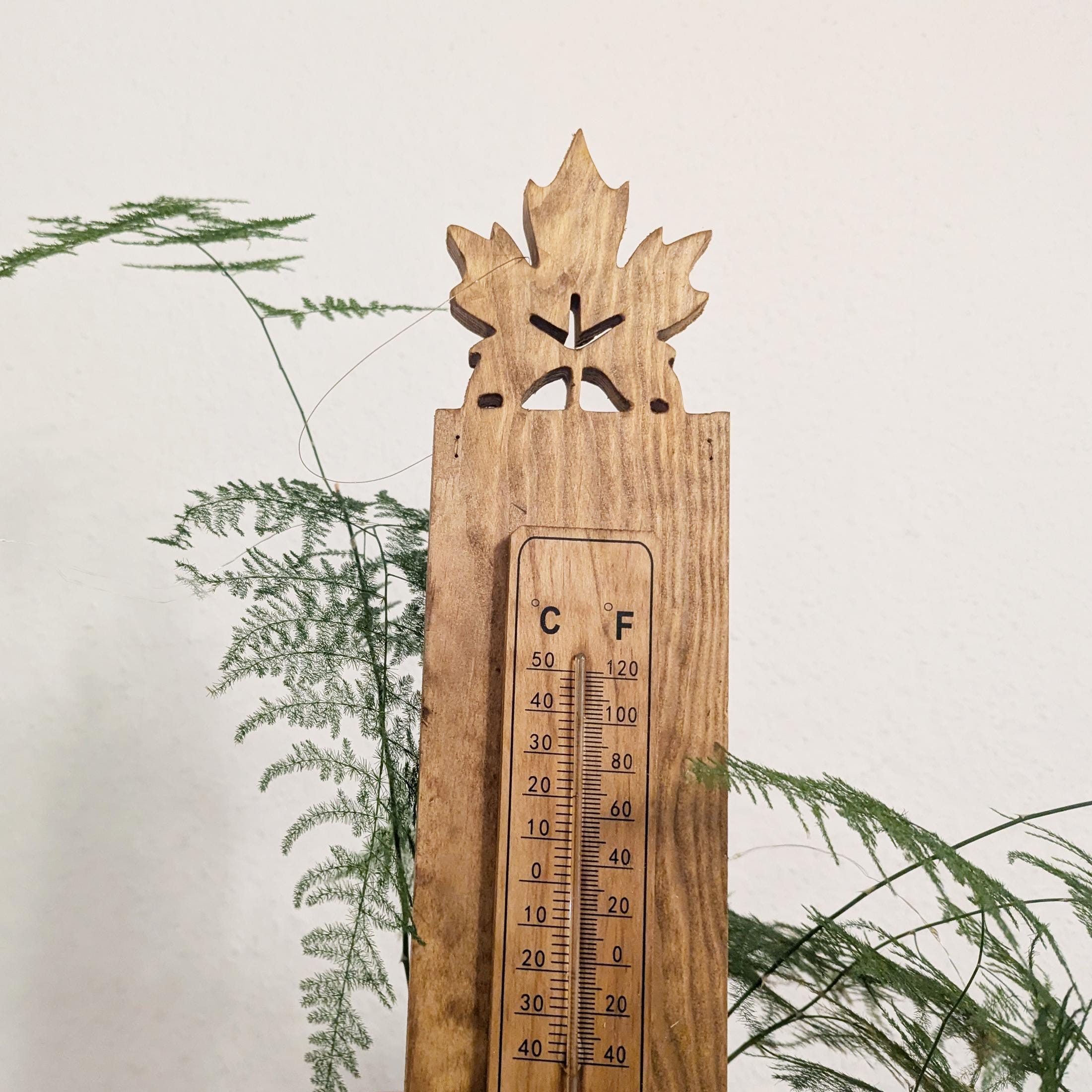Wandthermometer Aus Holz – Mit Celsius & Fahrenheit Skala, Für Innen & Außen, 22,5 Cm
