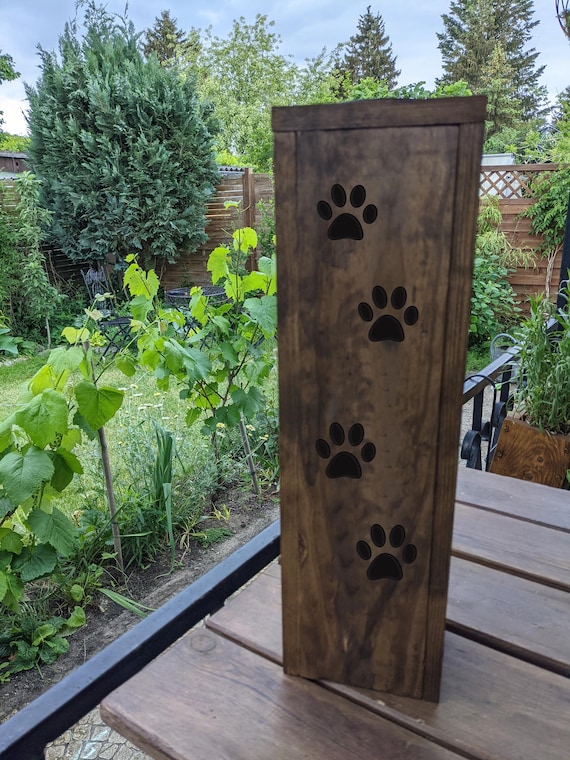 Gartenleuchte Balkonlampe Gartenlampe aus HOLZ Pfote solarleuchte Holz solar Garten Solarlampe Geschenk Hundepfoten Motiv