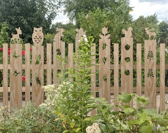 Zaun Holz Holzzaun, Gartenzaun Zaunelemente mit Tiere Motiv,  Zaunbrett für Dekozaun Garten