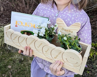 Regalo di addio per le maestre della scuola materna: bruco in scatola di legno (personalizzato con nome e testo)