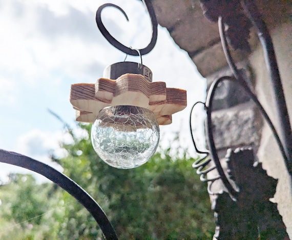 Holzring Solarleuchte Gartenleuchte Zübehör hängend HOLZ kleine Solarlampe Gartendeko Garten Balkon Outdoor