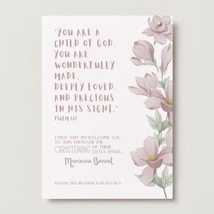 Floral Girls Baptism/Christening Invitation Template - EASY to use and CUSTOMIZABLE