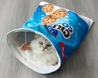 Katzenbett, Katzenspielzeug, Spielzeug für Katze, Versteck, lustiges Spielzeug für Katze, verrücktes Katzenspielzeug, Tüte, Chipstüte, Snack