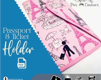 Passport & Ticket Holder Sewing Pattern PDF | Travel Wallet Sewing Tutorial | DIY Fabric Passport Organizer Pattern