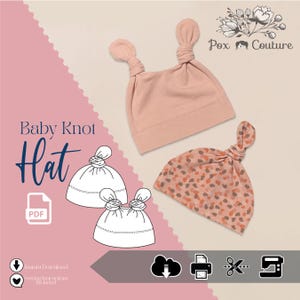 Single and Double Knot Hat - NEW PDF PATTERN and Instructions Preemie, Newborn, 3m, 6m, 12m, 24m