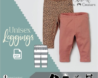 Leggings para bebé - Patrón de costura en PDF, fácil y rápido, leggings para bebés, niños pequeños y niños
