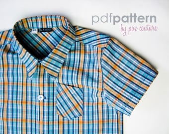 Kids Summer Shirt - PDF PATTERN and Instructions 18m-6