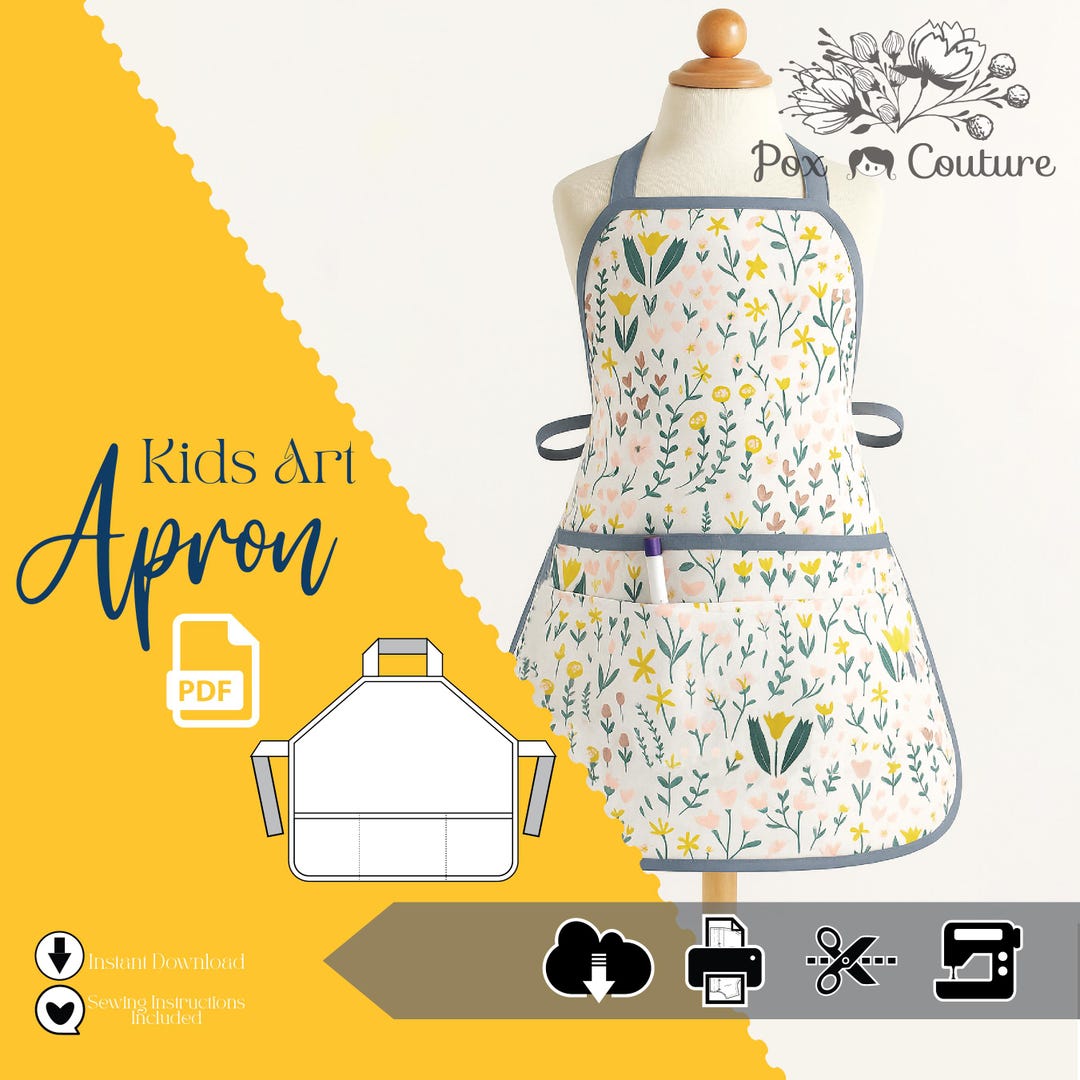 Smock Pattern Kids Art Smock PDF Pattern | Apron Sewing Pattern One Size - Toddler ...