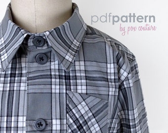 Kids LONG SLEEVE Shirt - PDF Pattern and Instructions 18m-6