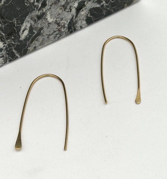 Modern Brass Half Hoop Earrings