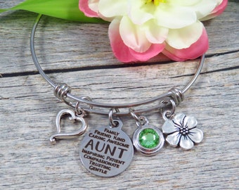 Zia zia - braccialetto espandibile in acciaio inox - Bracciale - regalo per la zia - ciondolo - zia gioielli cuore