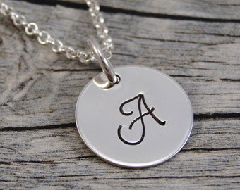 Hand Stamped Jewelry - Personalized Jewelry - Initial Necklace - Sterling Silver Necklace