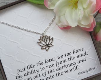 Lotus Necklace - Sterling Silver - Inspirational Jewelry - Lotus Flower Necklace - Spiritual Jewelry - Buddhist - Flower Necklace - Yoga