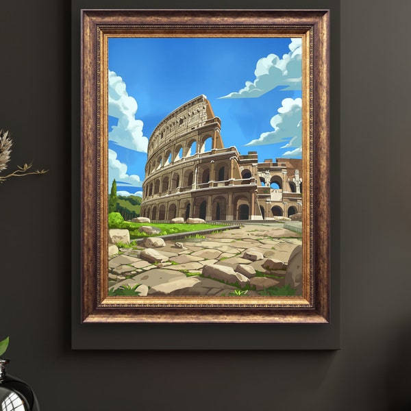 Rome - Colosseum - Cartoon Style - Digital Product - Print Art - Wall Art | Digital Download | Home Decor | Printable Art