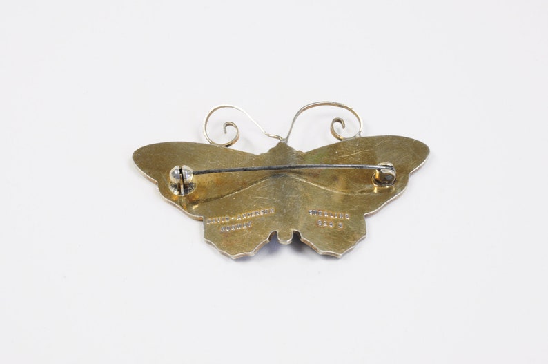 David-Andersen Butterfly Brooch in Cobalt Enamel with Guilloche Wings
