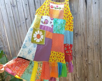 Patchwork Dress Upcycled Ethical Sustainable Fashion Clothing Festival Fun Dopamine Dressing  Wear your Joy