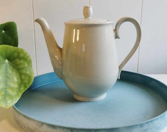 Vintage J L MENAU, creamy white porcelain tea pot. Simple and stylish. 1900s. German quality and design.