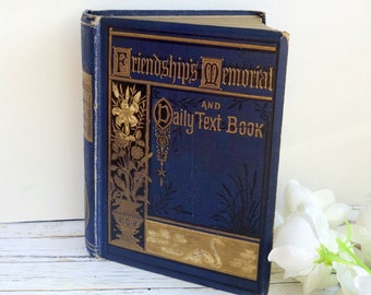 Antique Victorian Bible Verses Book: Friendships Memorial & Daily Religious Text 1880s